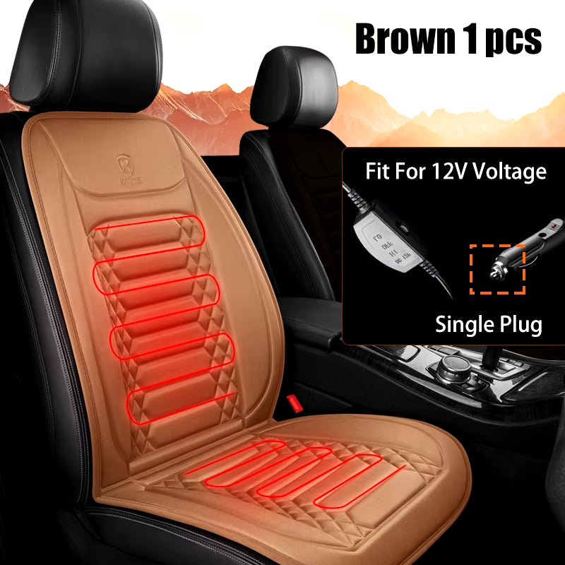 1/2Pcs Winter Heated Car Seat Cover 12V Heating Warmer Car Seat Cushion Auto Universal Car Seat Protector Cloak Cover Pads Set