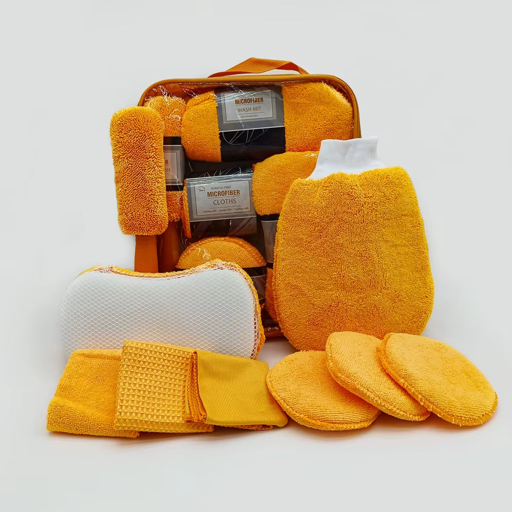9-Piece Set of Car Wash Cleaning Cloths, Car Wash Shop Supplies, Tools, Car Wash Towels, Sponges, Waxing Cakes, Wheel Brushes